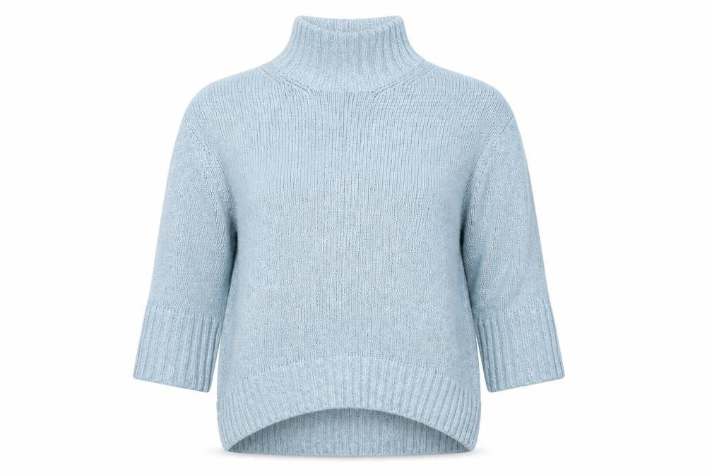 Marks and Spencer Womens Blue High Neck Cotton Pullover Jumper Size M