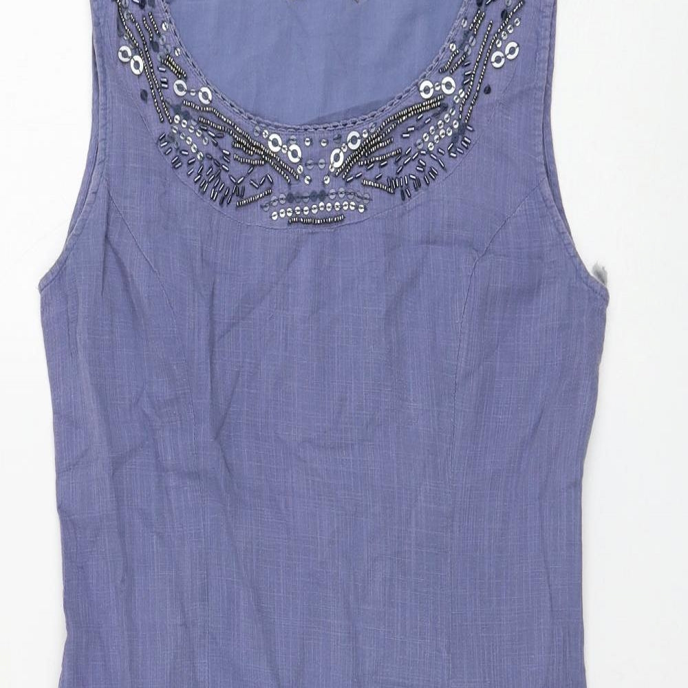 Preworn Womens Blue Polyester A-Line Size 10 Round Neck Zip