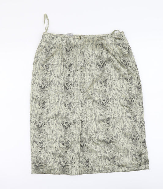 Le Suit Womens Green Animal Print Polyester A-Line Skirt Size 8 Zip - Snake pattern