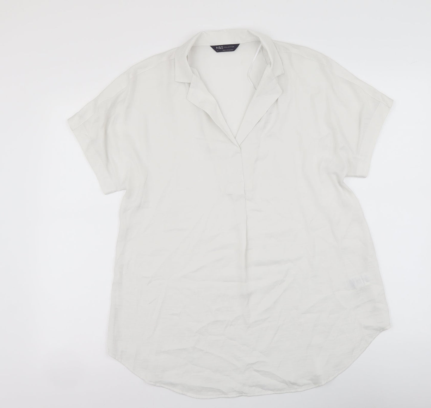 Marks and Spencer Womens Ivory Polyester Basic Blouse Size 8 Collared