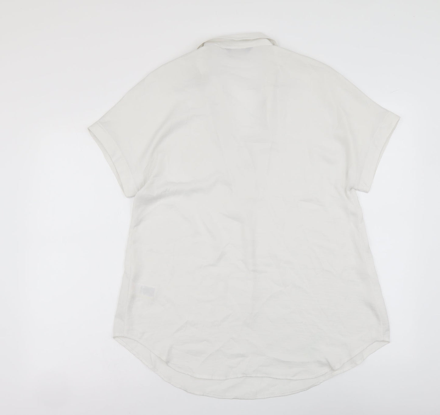 Marks and Spencer Womens Ivory Polyester Basic Blouse Size 8 Collared