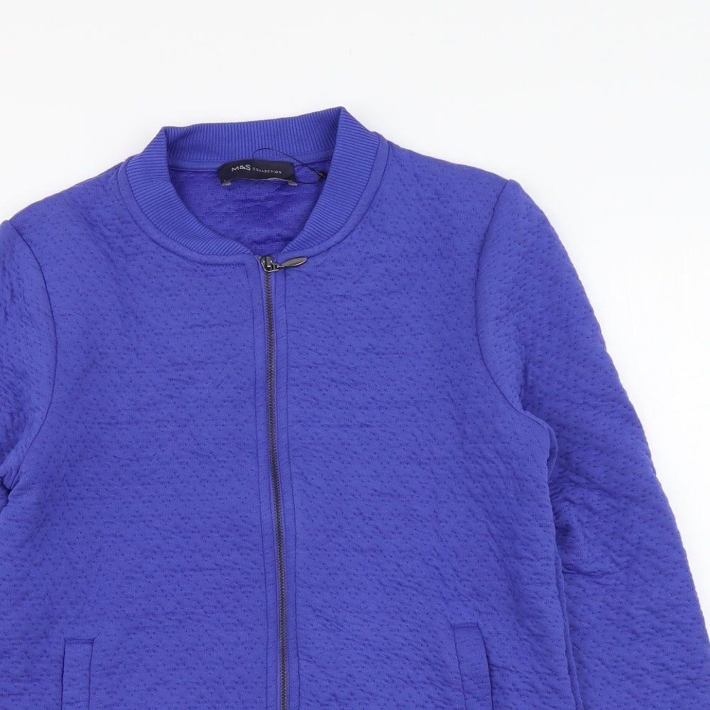 Marks and Spencer Womens Blue Polyester Full Zip Hoodie Size 8 Zip