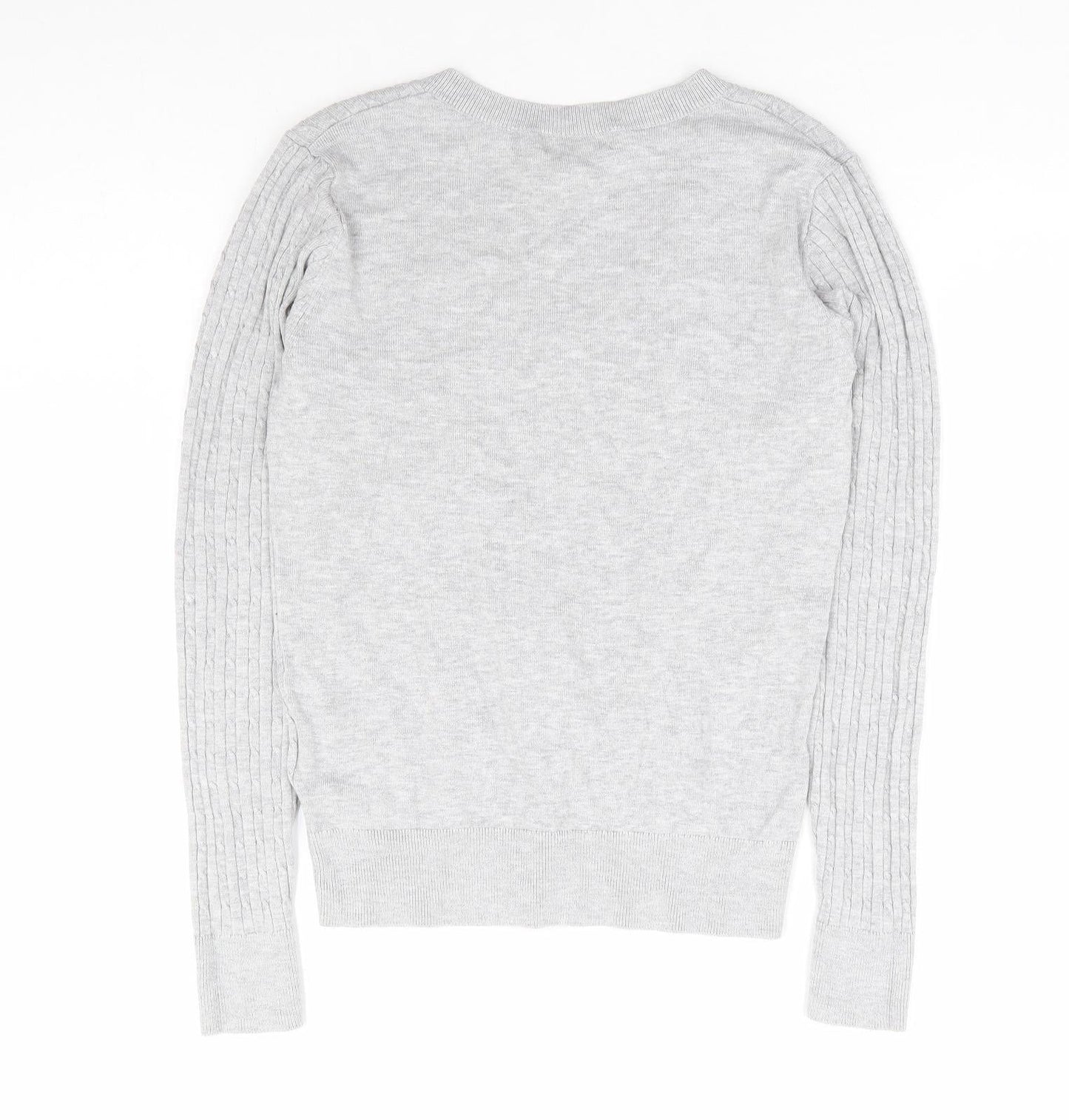 H&M Womens Grey V-Neck Viscose Pullover Jumper Size XS