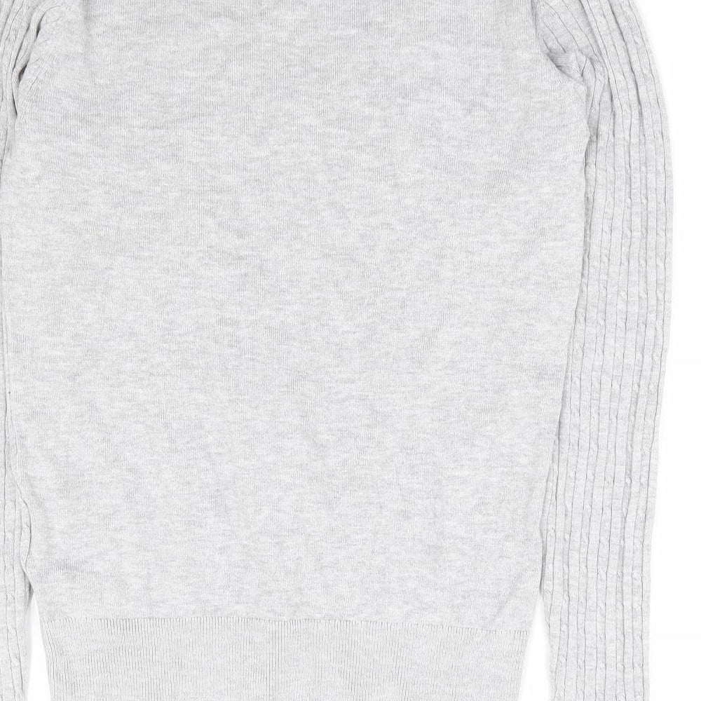 H&M Womens Grey V-Neck Viscose Pullover Jumper Size XS