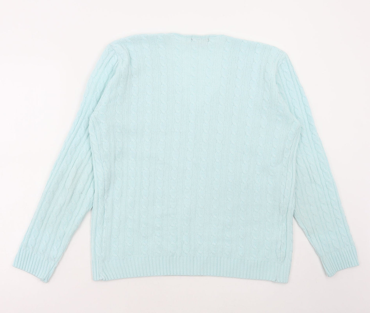 Pulse Womens Blue V-Neck Acrylic Pullover Jumper Size L