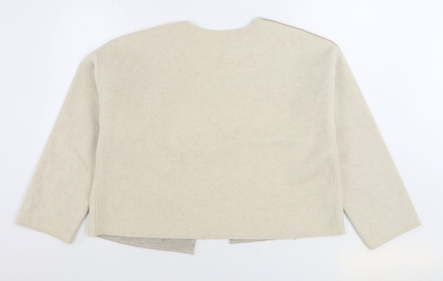 Zara Womens Beige Round Neck Acrylic Cardigan Jumper Size L