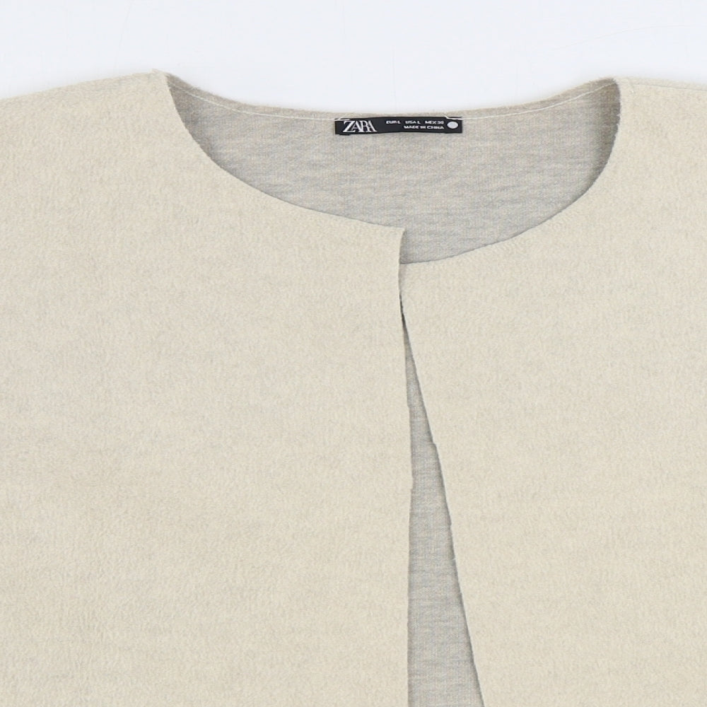 Zara Womens Beige Round Neck Acrylic Cardigan Jumper Size L