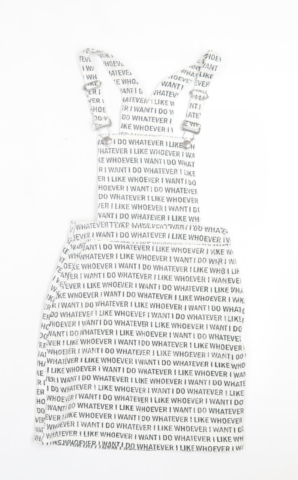 H&M Womens White Geometric Cotton Pinafore/Dungaree Dress Size 4 Square Neck Button