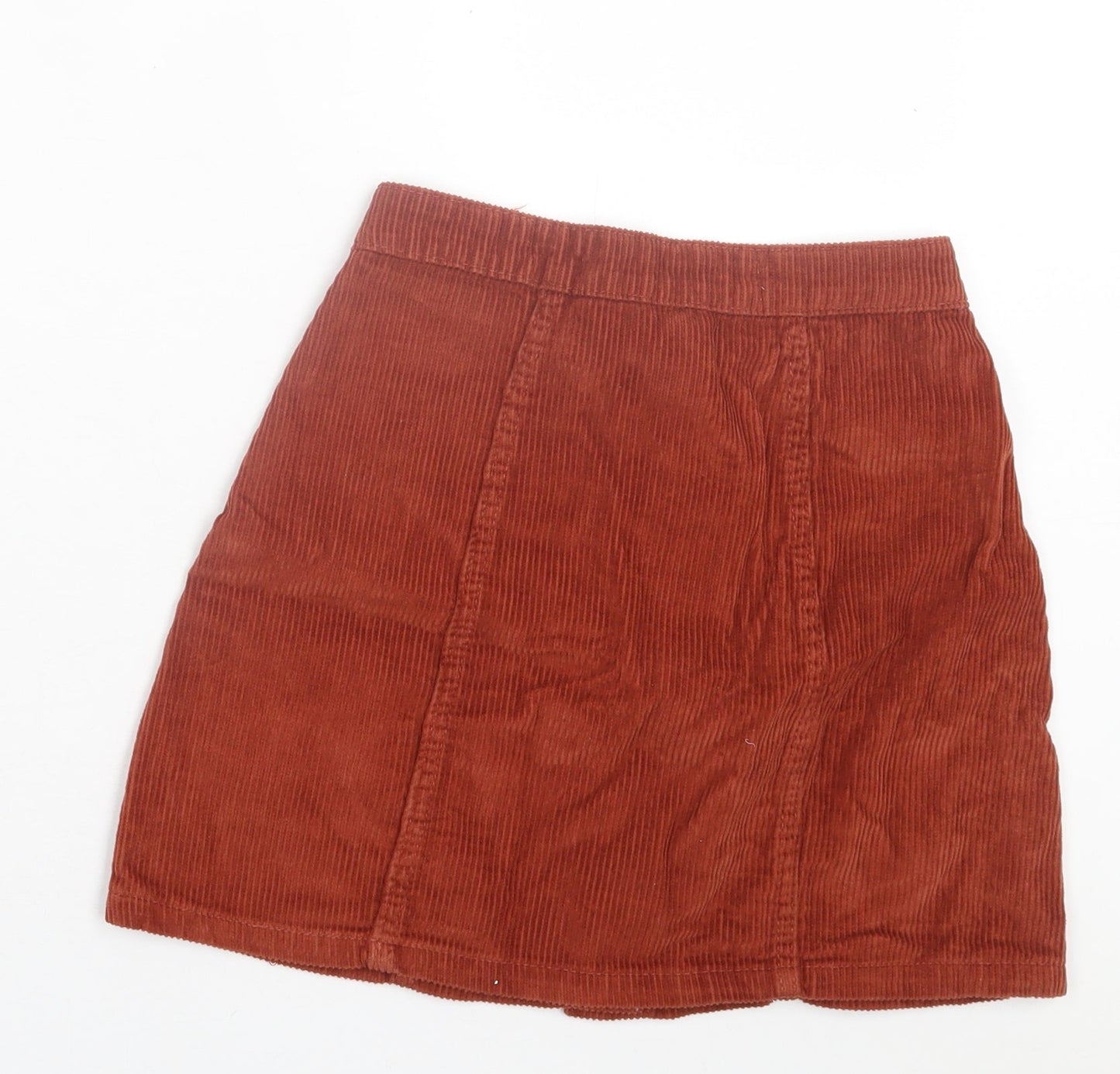 Denim & Co. Womens Brown Cotton A-Line Skirt Size 4 Button