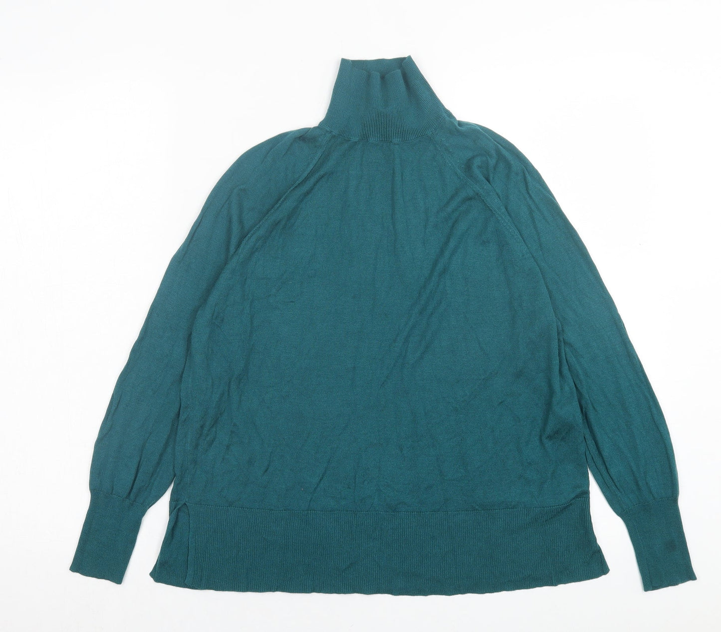 Zara Womens Green High Neck Viscose Pullover Jumper Size S