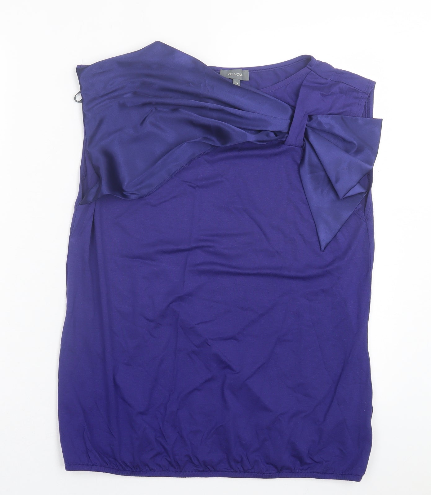 et Vous Womens Purple Viscose Basic Tank Size 16 Boat Neck