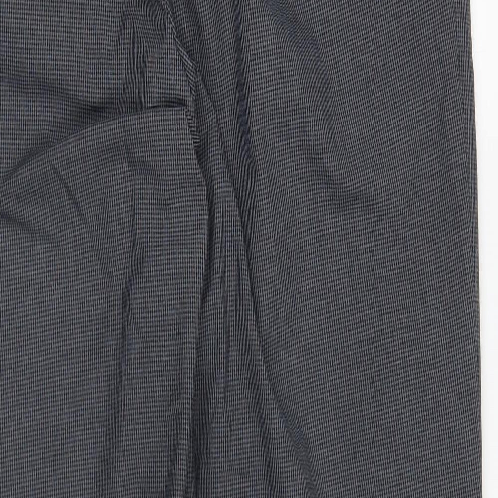 NEXT Womens Grey Check Polyester Trousers Size 32 in L31 in Regular Button