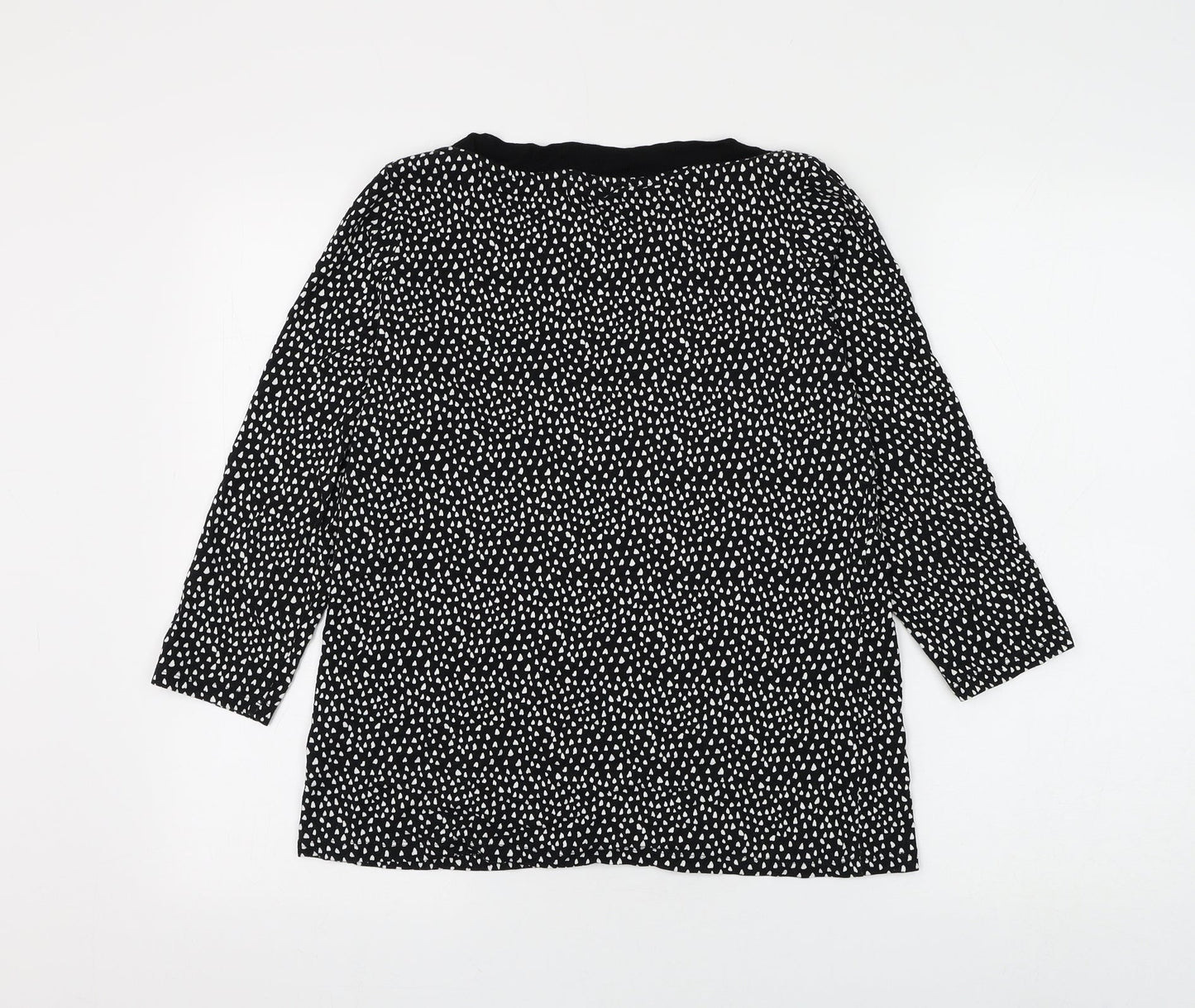 Marks and Spencer Womens Blue Geometric Viscose Basic Blouse Size 12 Boat Neck