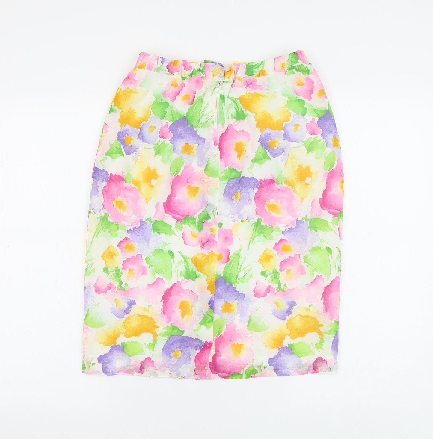 Mary West Womens White Floral Polyester Straight & Pencil Skirt Size 14 Zip