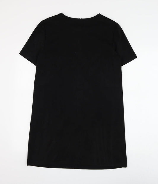 Zara Womens Black Polyester Shift Size S Round Neck Pullover