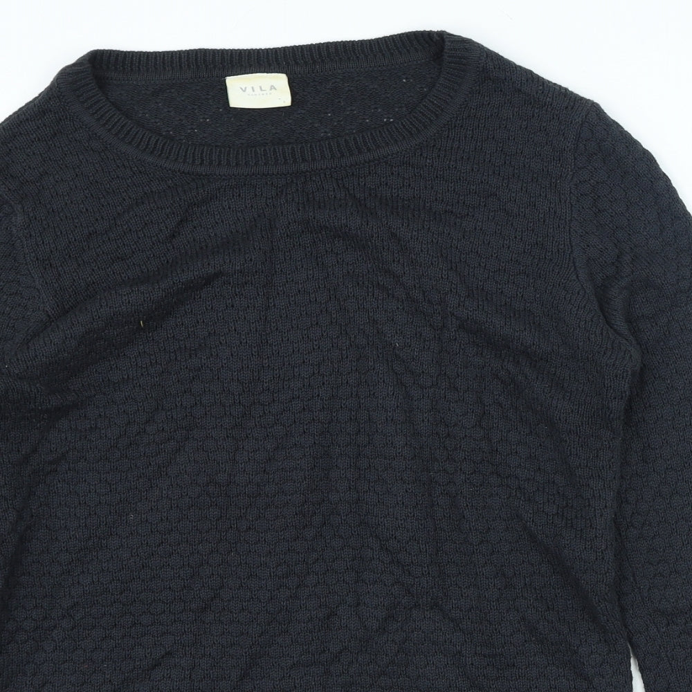 VILA Womens Grey Round Neck Acrylic Pullover Jumper Size L