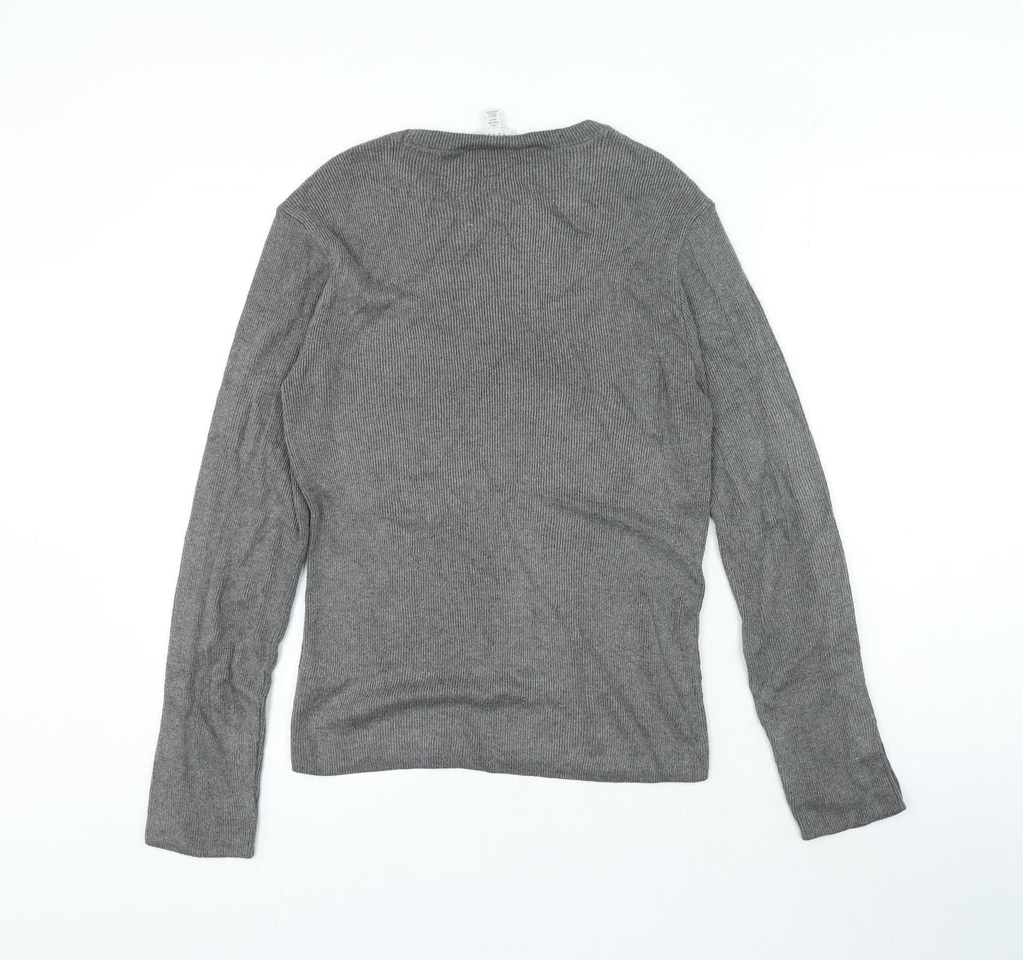 Topshop Womens Grey Round Neck Acrylic Pullover Jumper Size L