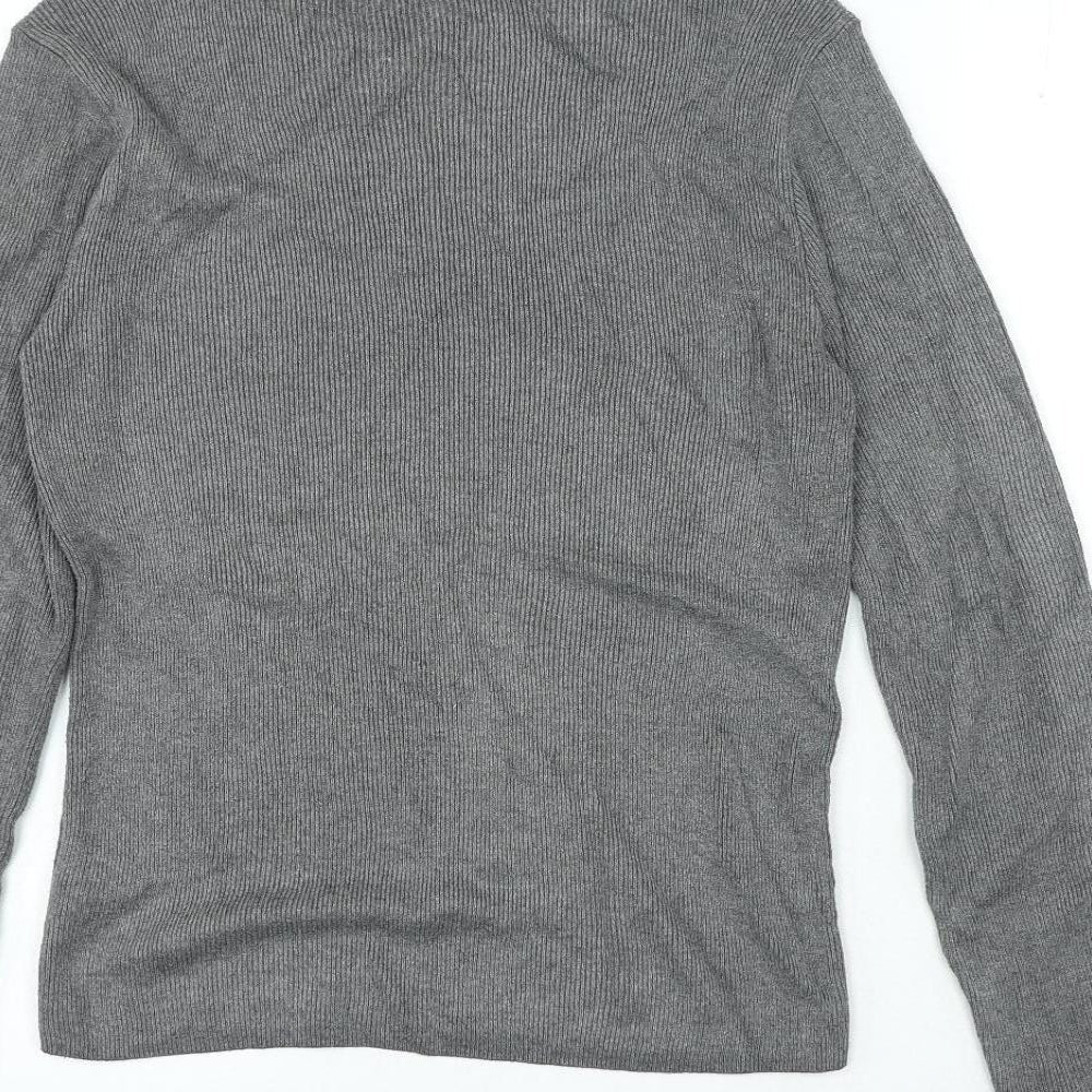 Topshop Womens Grey Round Neck Acrylic Pullover Jumper Size L