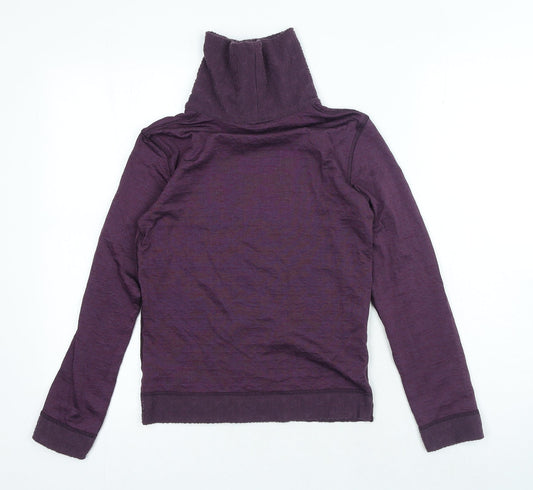 DECATHLON Girls Purple Cotton Jersey T-Shirt Size 14 Years High Neck Pullover