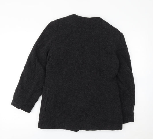 Expressions Womens Black Jacket Size 12 Button