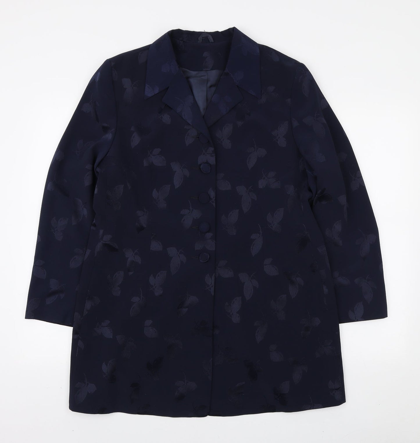 Hamells Womens Blue Floral Jacket Blazer Size 16 Button