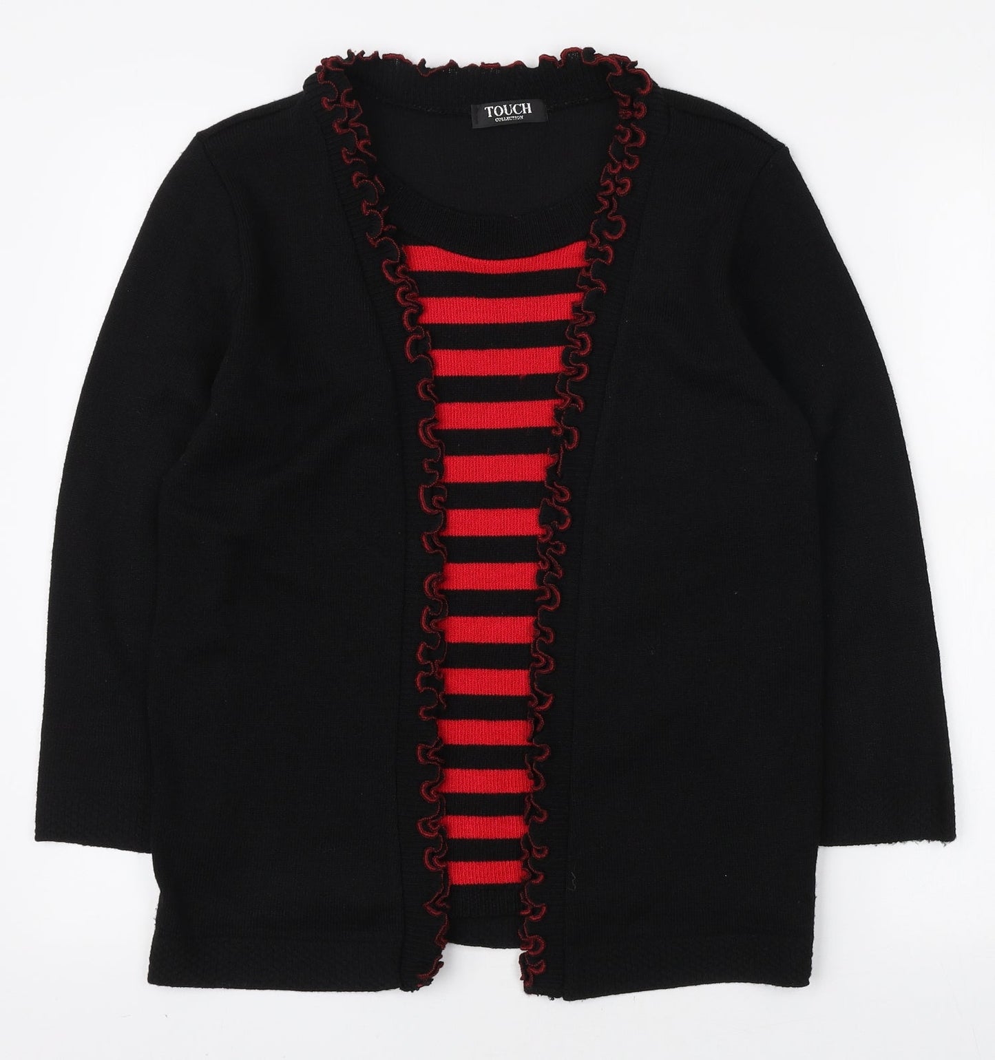 Touch Collection Womens Black Round Neck Striped Elastane Pullover Jumper Size S