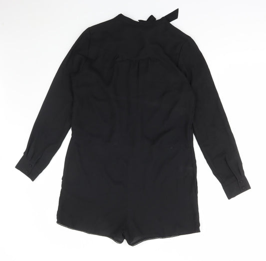Limited Edition Womens Black Polyester Playsuit One-Piece Size 12 Button