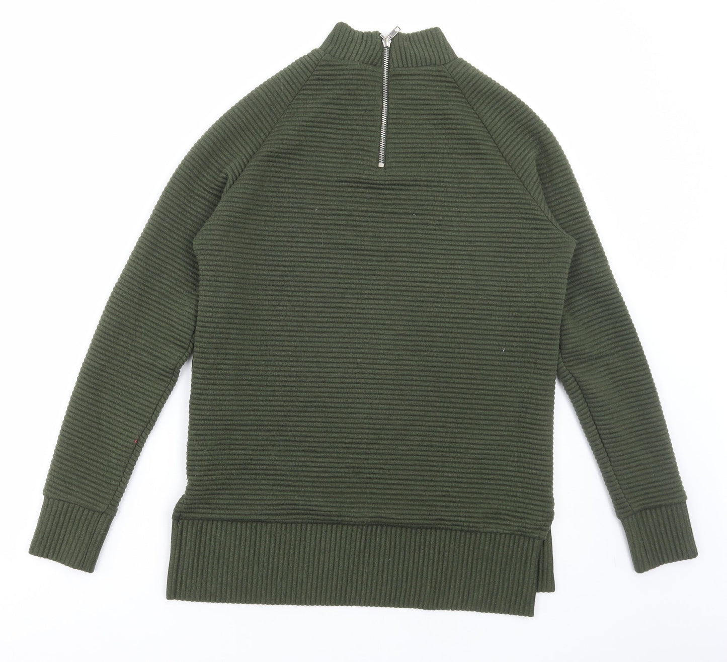 New Look Womens Green Polyester Pullover Sweatshirt Size 6 Zip - Ribbed