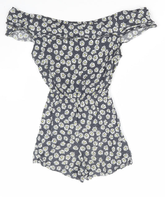 John Lewis Womens Multicoloured Floral Viscose Playsuit One-Piece Size 12 Pullover