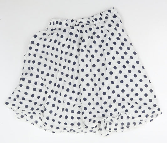 Preworn Womens White Polka Dot Polyester Flare Skirt Size 30 in