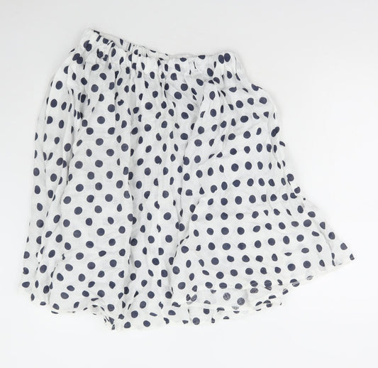 Preworn Womens White Polka Dot Polyester Flare Skirt Size 30 in