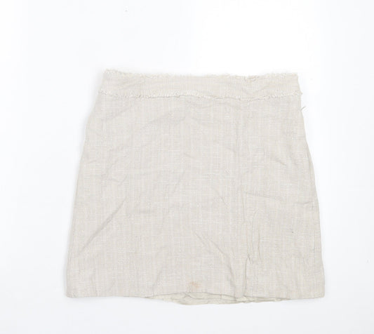 Jesire Womens Grey Geometric Cotton A-Line Skirt Size 10 Zip