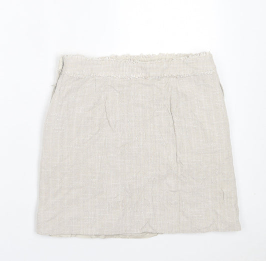 Jesire Womens Grey Geometric Cotton A-Line Skirt Size 10 Zip