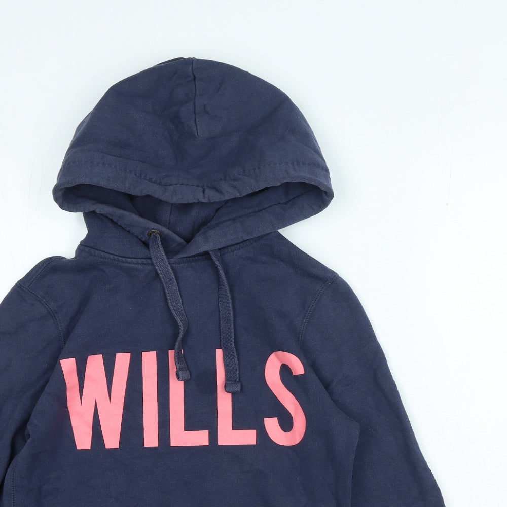 Jack Wills Womens Blue Cotton Pullover Hoodie Size 8 Magnetic