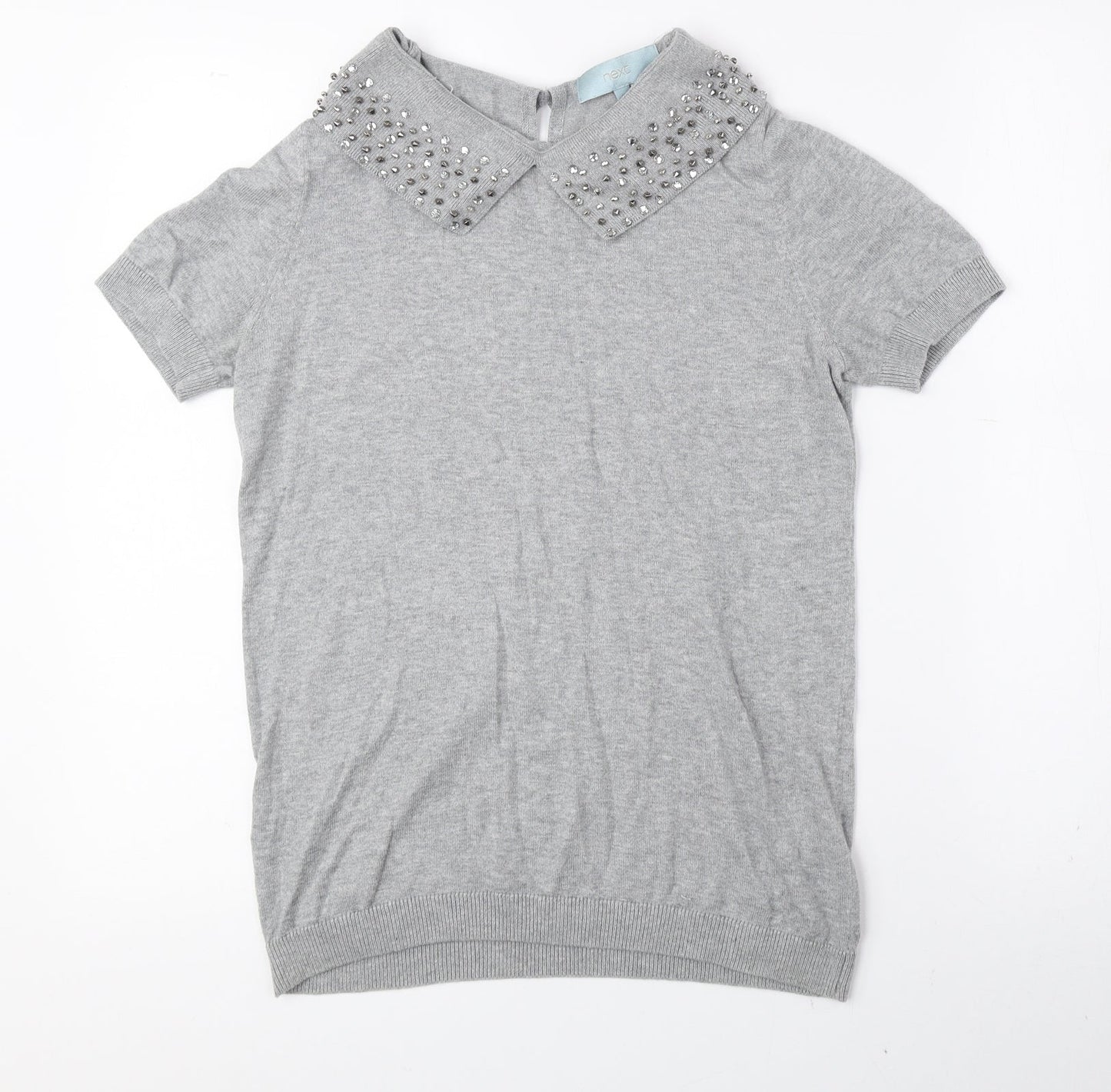 NEXT Womens Grey Scoop Neck Cotton Pullover Jumper Size 10