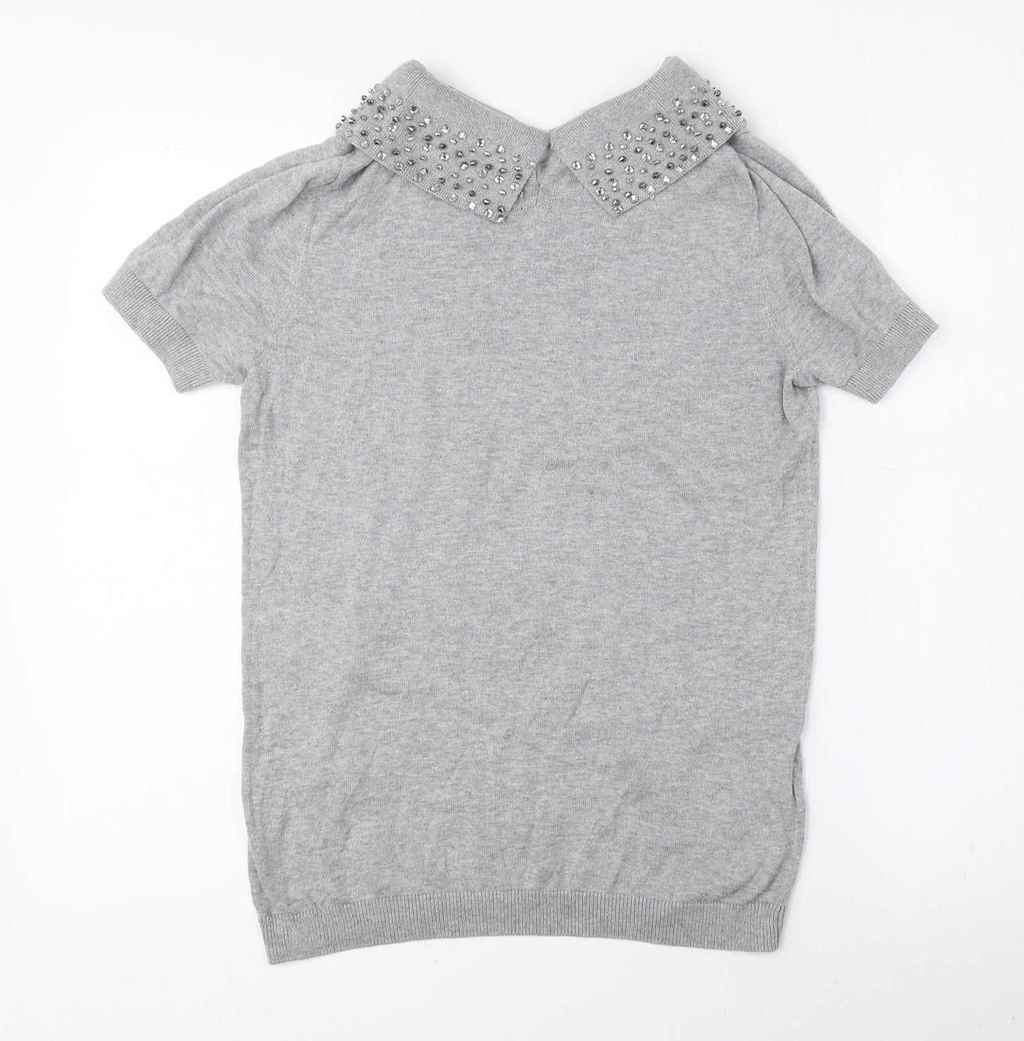 NEXT Womens Grey Scoop Neck Cotton Pullover Jumper Size 10