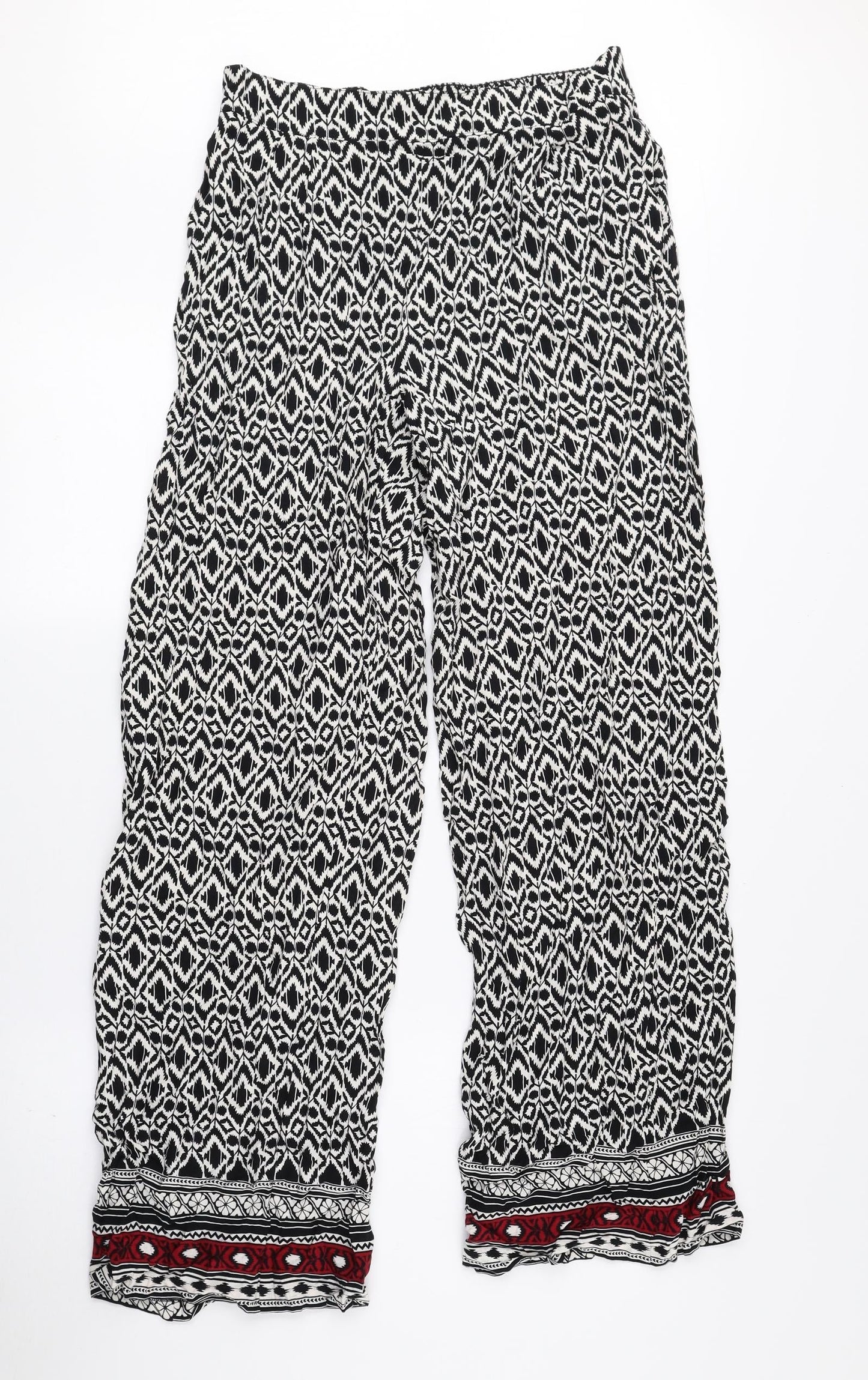 Papaya Womens Multicoloured Geometric Viscose Bloomer Trousers Size 8 L30 in Regular