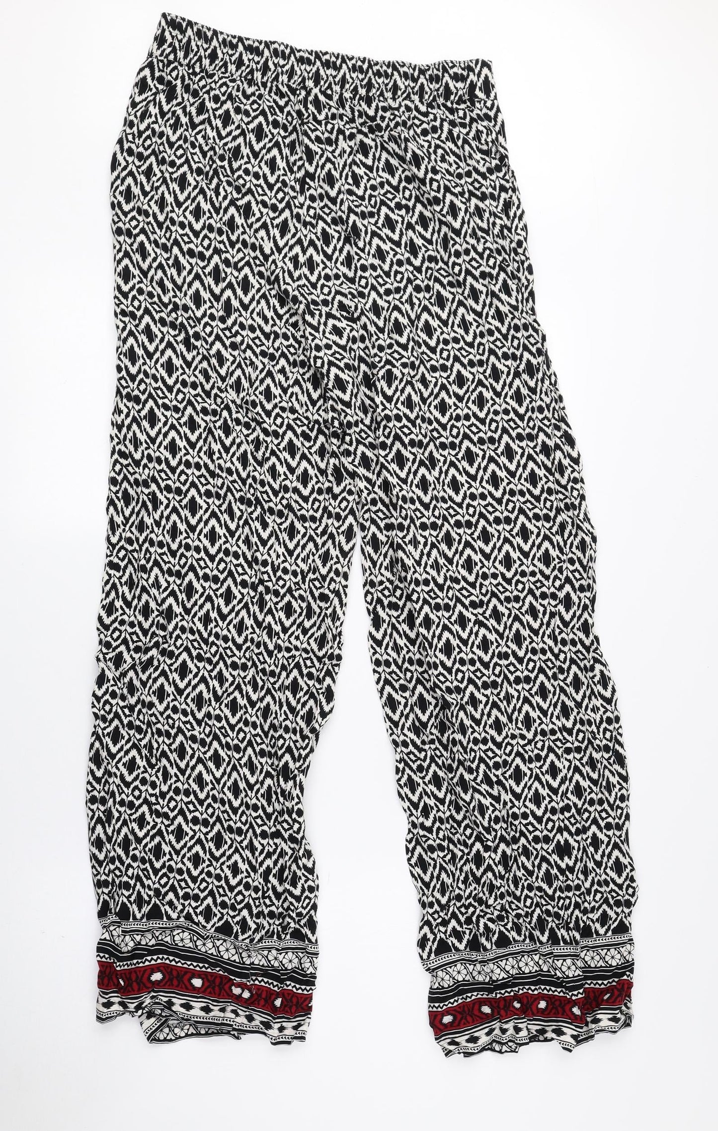 Papaya Womens Multicoloured Geometric Viscose Bloomer Trousers Size 8 L30 in Regular
