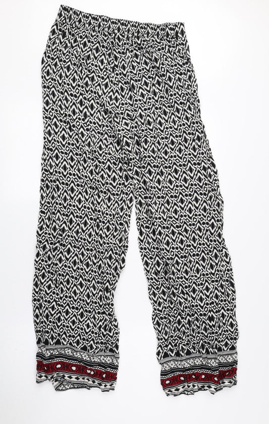 Papaya Womens Multicoloured Geometric Viscose Bloomer Trousers Size 8 L30 in Regular