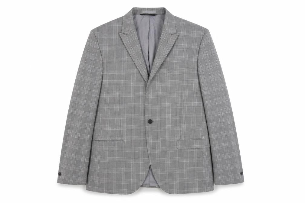 Marks and Spencer Mens Grey Plaid Polyester Jacket Suit Jacket Size 44