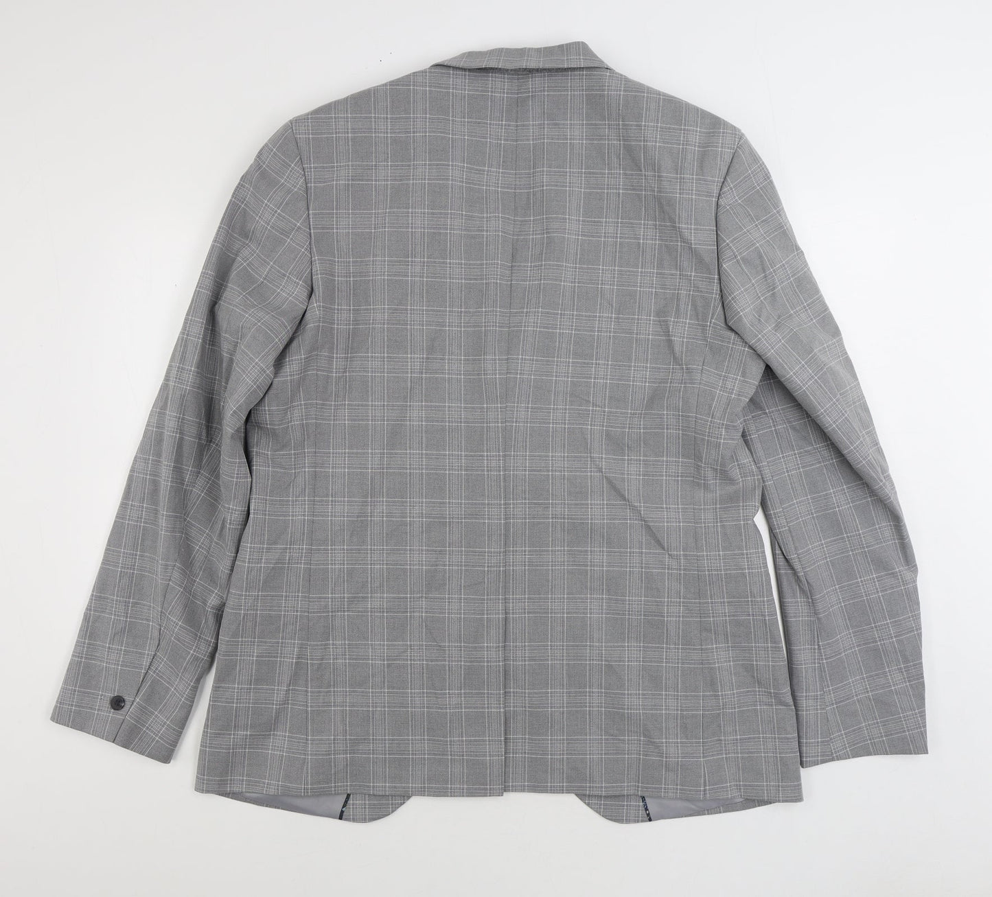 Marks and Spencer Mens Grey Plaid Polyester Jacket Suit Jacket Size 44