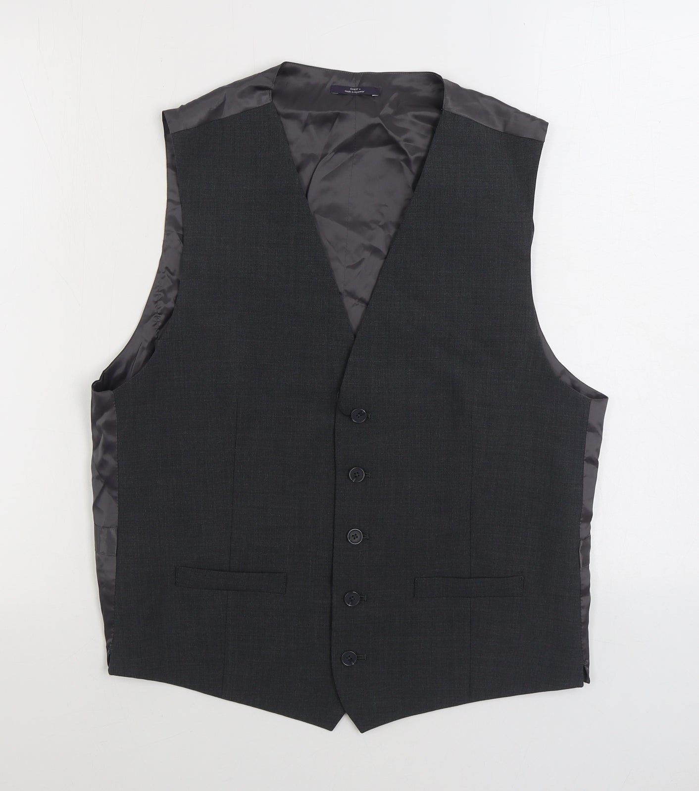 Marks and Spencer Mens Grey Polyester Jacket Suit Waistcoat Size 38