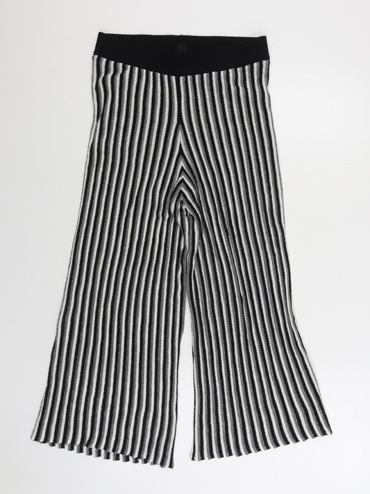 River Island Womens Black Striped Viscose Jogger Trousers Size 14 L25 in Regular