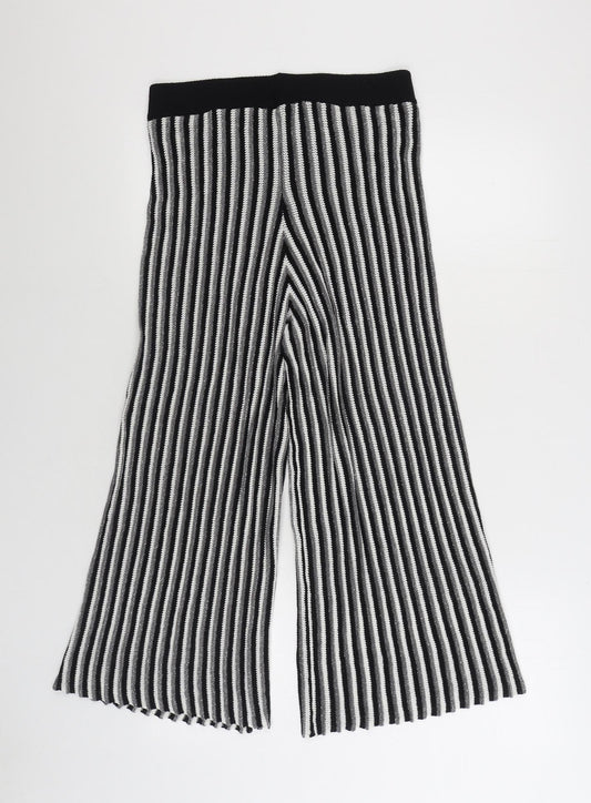 River Island Womens Black Striped Viscose Jogger Trousers Size 14 L25 in Regular