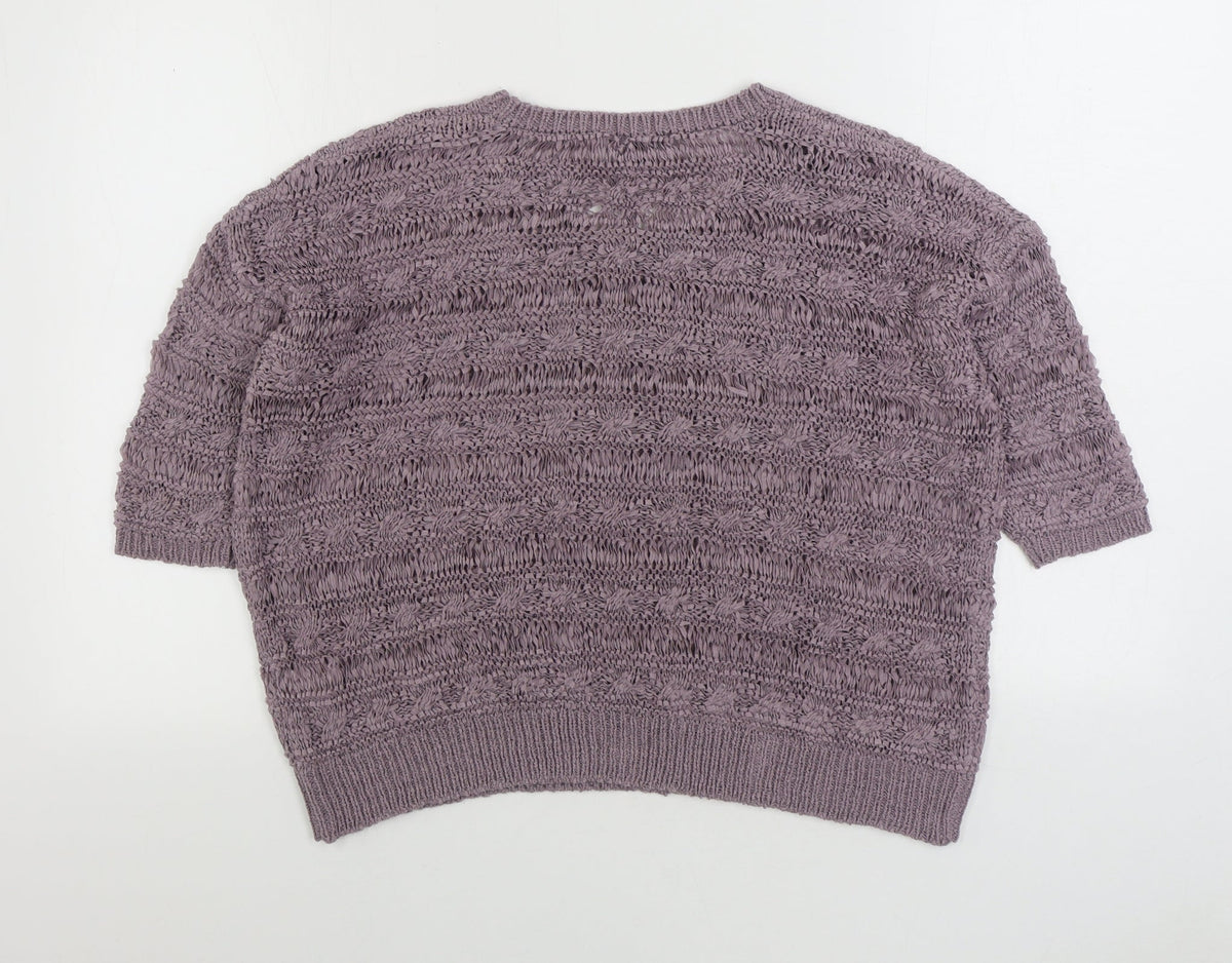 Papaya Womens Purple Round Neck Acrylic Pullover Jumper Size 14