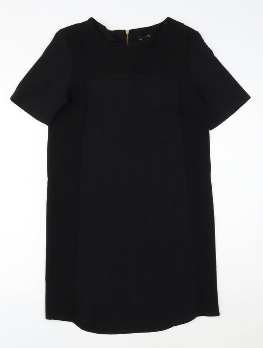 Warehouse Womens Black Polyester Sheath Size 10 Round Neck Zip