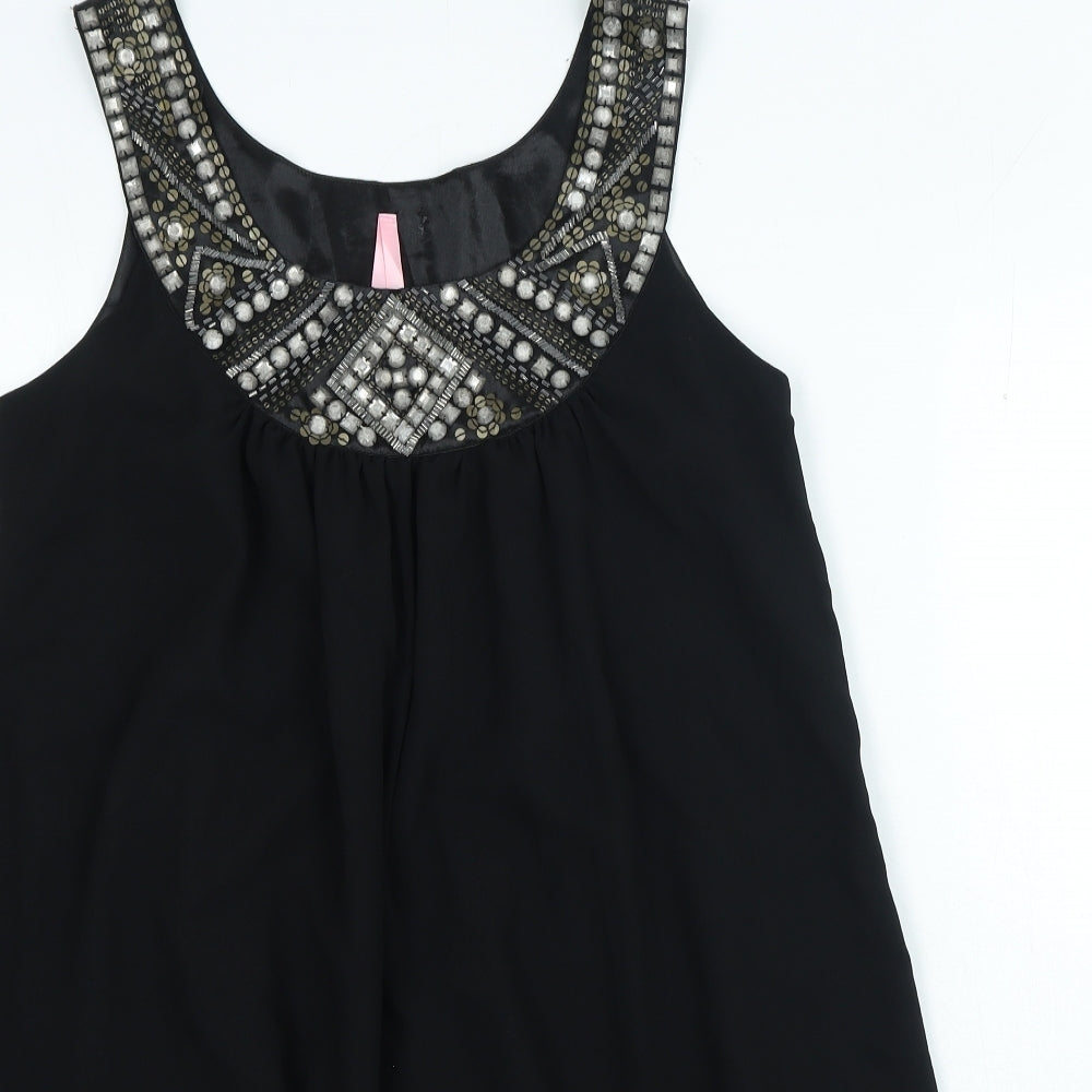 Feel Amazing Womens Black Polyester Basic Blouse Size 12 Roll Neck