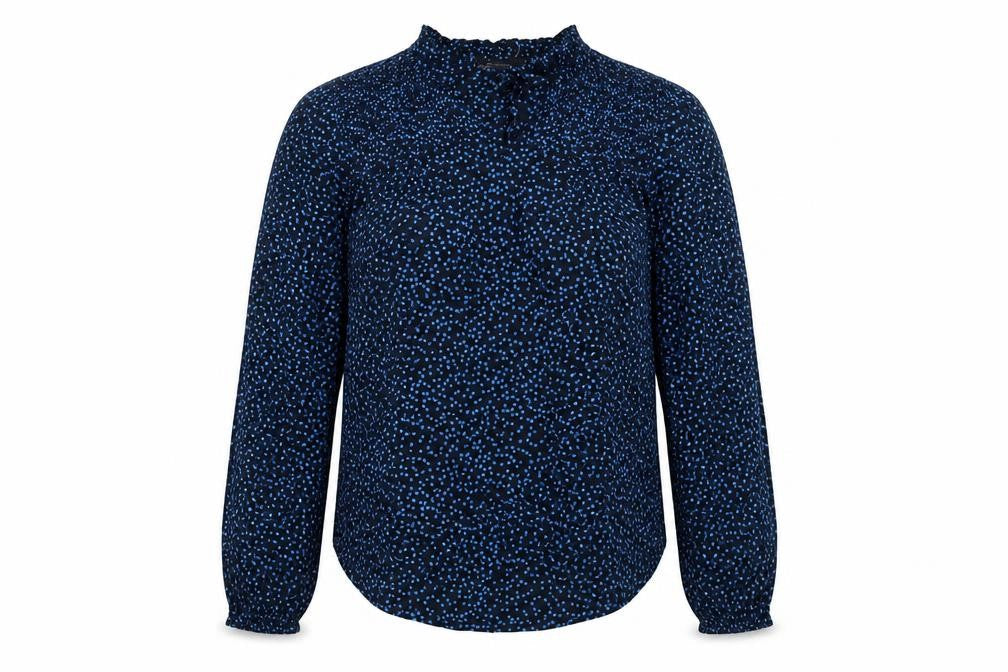 Marks and Spencer Womens Blue Polka Dot Viscose Basic Blouse Size 6 Round Neck