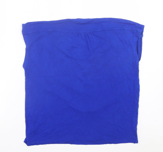 Gap Womens Blue Viscose Basic T-Shirt Size L V-Neck