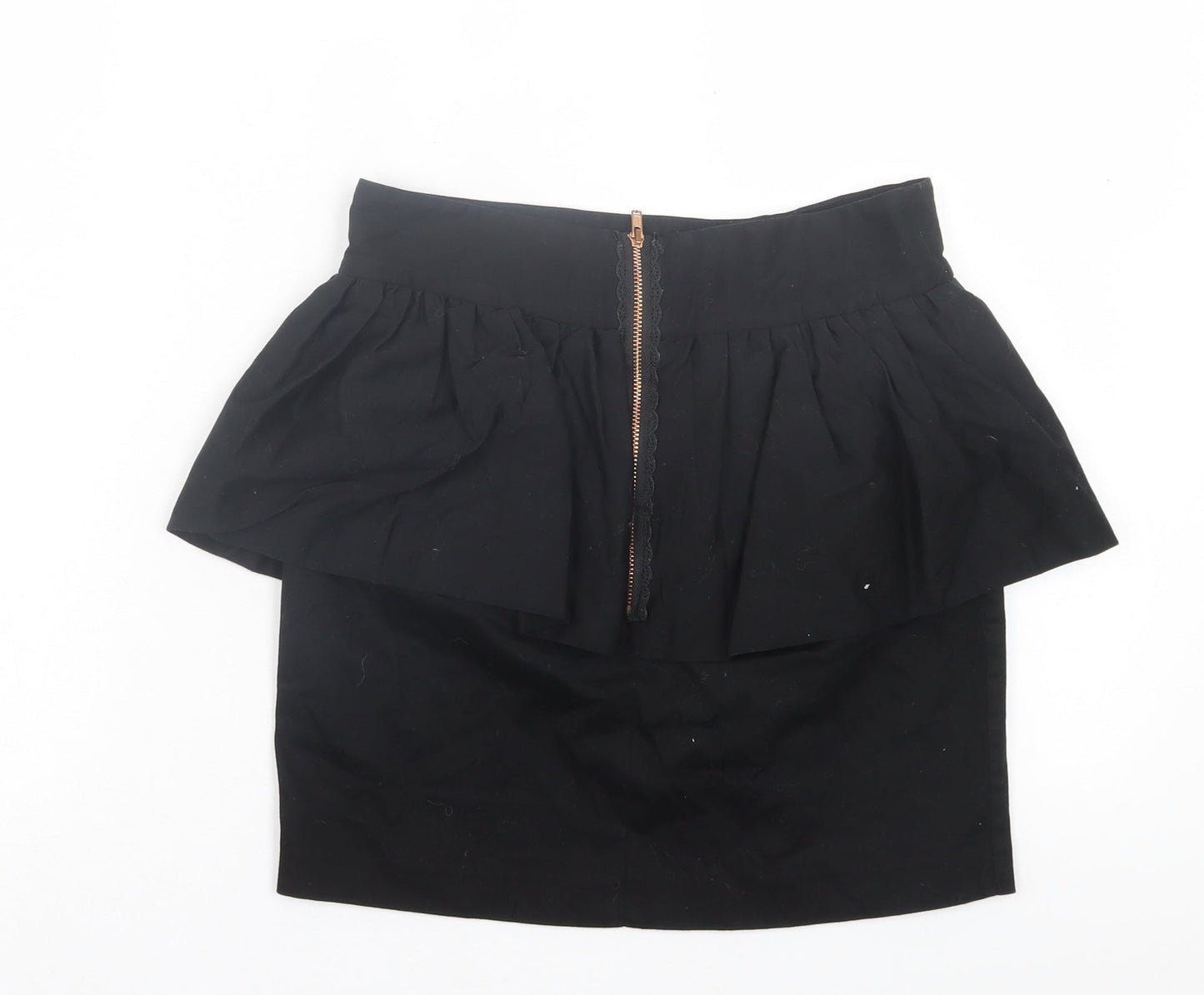 Miso Womens Black Cotton A-Line Skirt Size 10 Zip